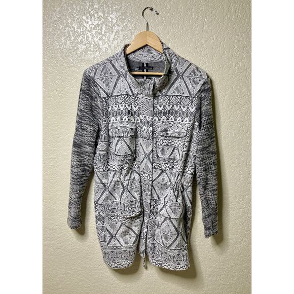 Maurices Jacket XL Full Zip Grey Multi Textured Pockets Hidden Drawstring - Picture 1 of 15